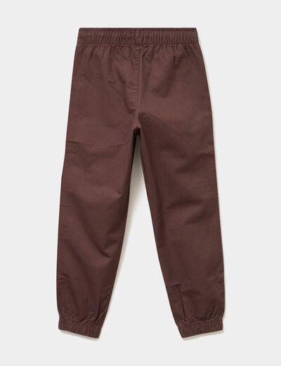 Pantalon battle taille &eacute;lastiqu&eacute;e coton marron fonc&eacute; gar&ccedil;on