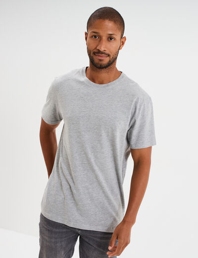 T-shirt droit en coton manches courtes gris homme
