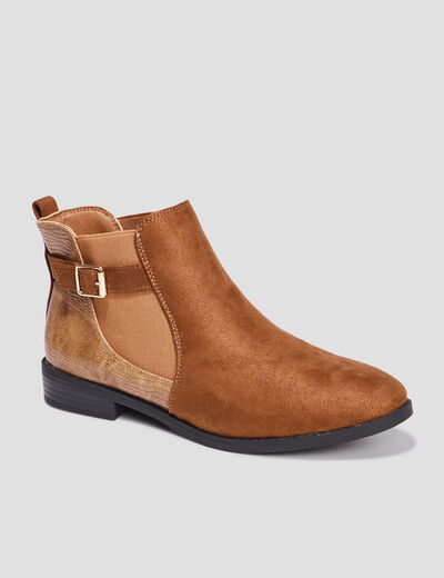 Bottines chelsea avec boucles marron femme
