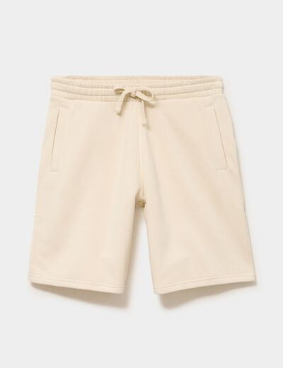 Short jogging molleton droit ecru homme