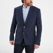 Veste blazer droite lin m&eacute;lang&eacute; bleu marine homme