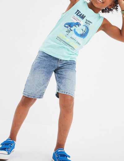 Bermuda droit en jean denim bleach gar&ccedil;on
