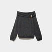 Pull encolure bateau manches longues gris femme