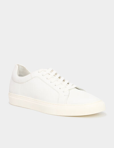 Tennis basses en cuir blanc homme
