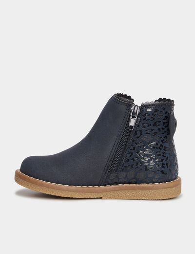 Bottines métallisées avec noeuds bleu marine fille