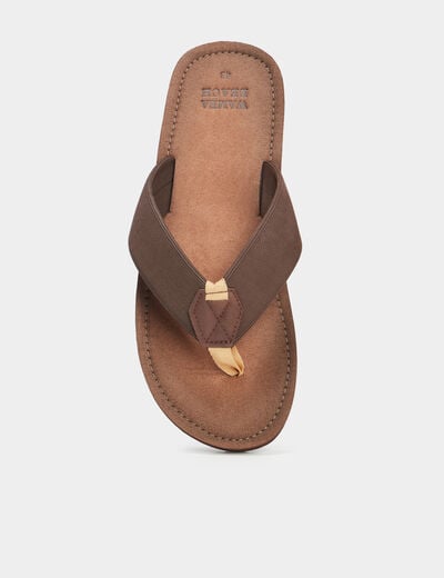 Tongs effet cuir marron homme