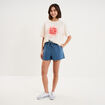 T-shirt droit manches courtes coton rose clair femme