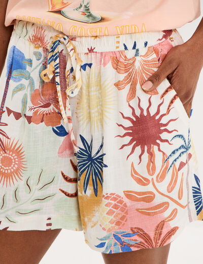 Short large fluide ecru femme