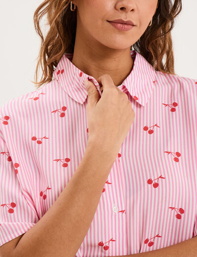 Ensemble pyjama short et chemise ecru femme