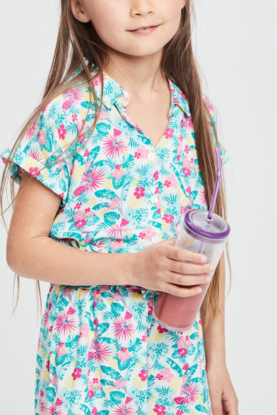 Chemise manches courtes blanc fille