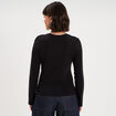 T-shirt manches longues col rond ajust&eacute; noir femme