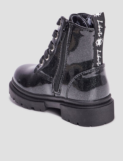 Bottines crantées à paillettes noir fille