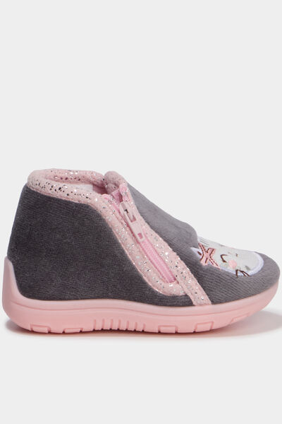 Chaussons botillons effet velours rose b&eacute;b&eacute; fille