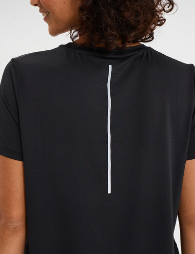 T-shirt de sport droit manches courtes noir femme