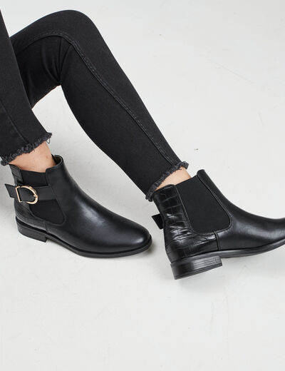 Bottines chelsea plates noir femme