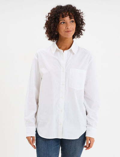 Chemise oversize 1 poche coton blanc femme