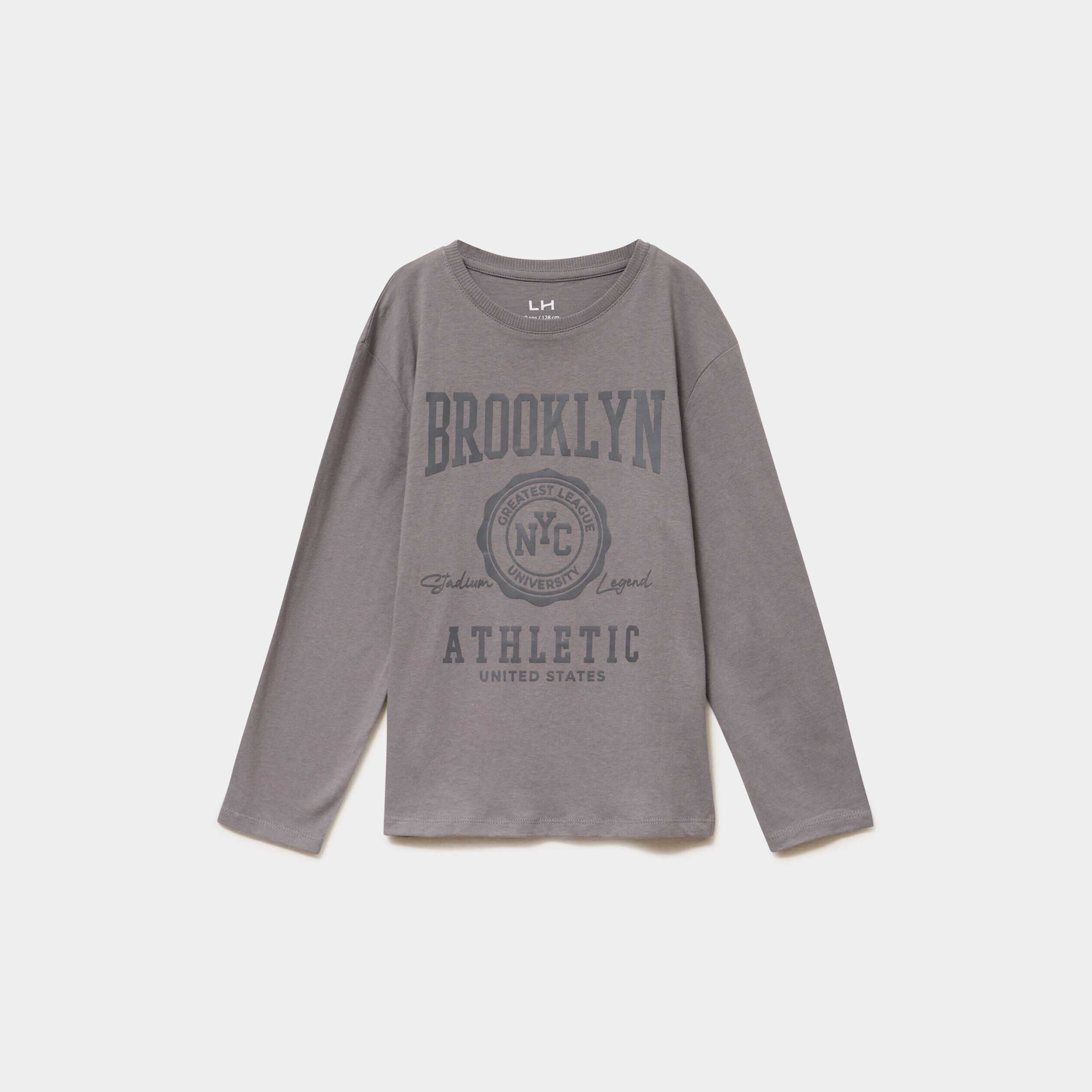 T-shirt manches longues coton gris foncé garçon LH