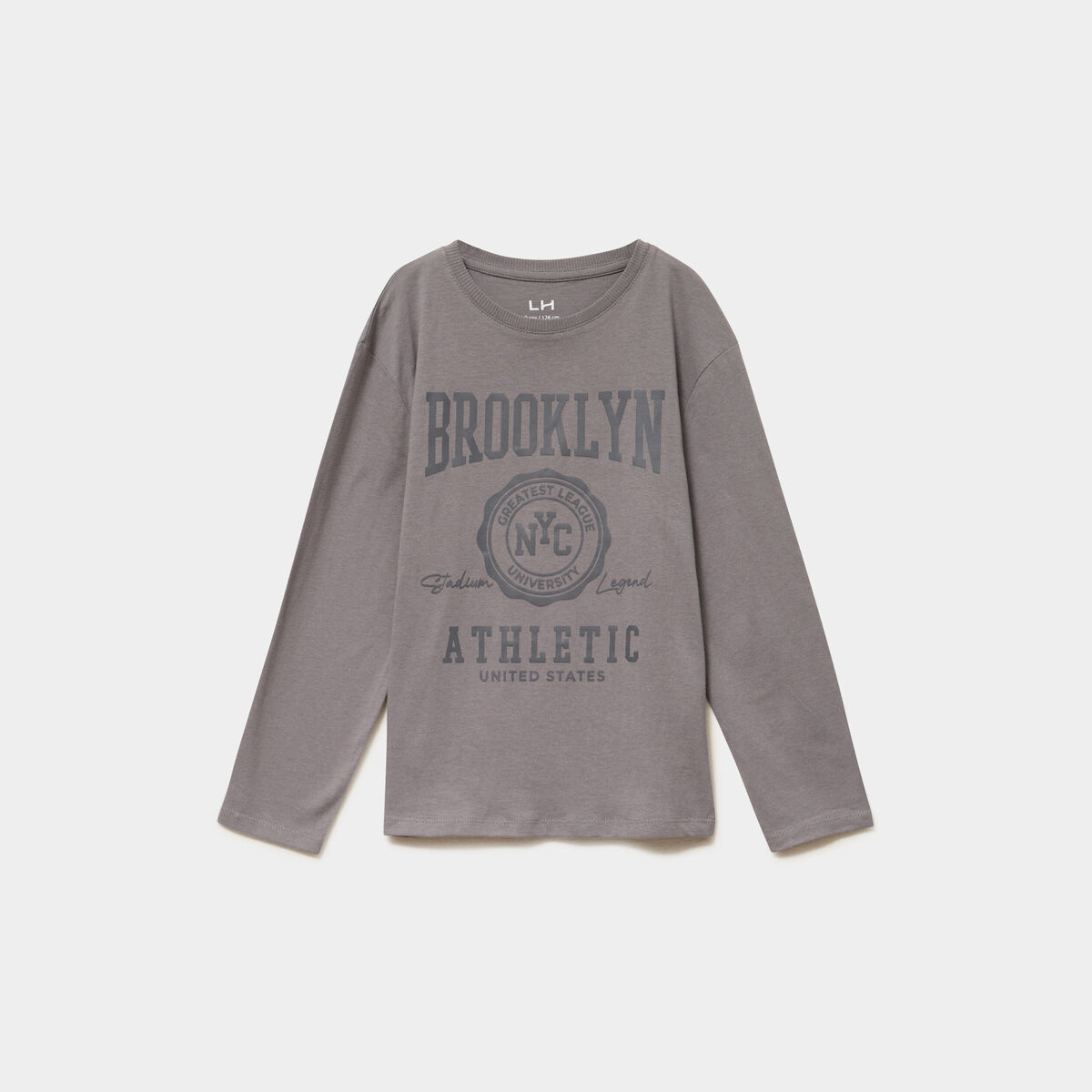 T-shirt manches longues coton gris fonc&eacute; gar&ccedil;on