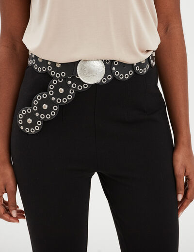 Ceinture avec oeillets noir femme