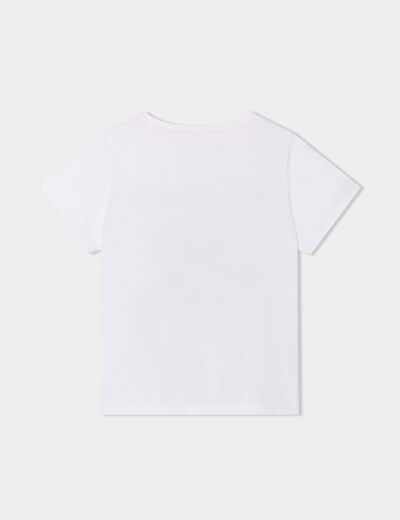 T-shirt col rond manches courtes Stitch blanc fille