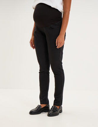 Jegging grossesse confort avec bandeau denim noir femme maternit&eacute;