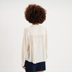 Blouse manches longues galons et fronces ecru femme