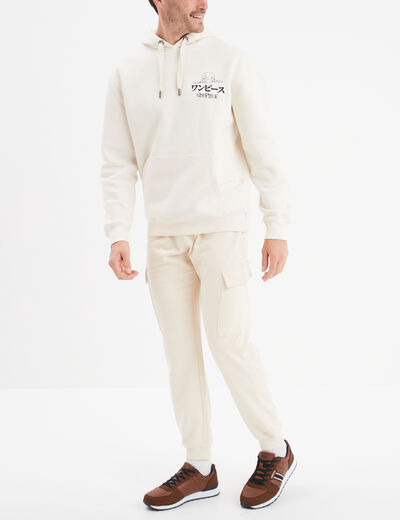 Pantalon jogging cargo molleton ecru homme
