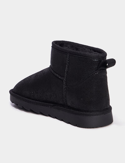 Bottines fourr&eacute;es plates noir fille