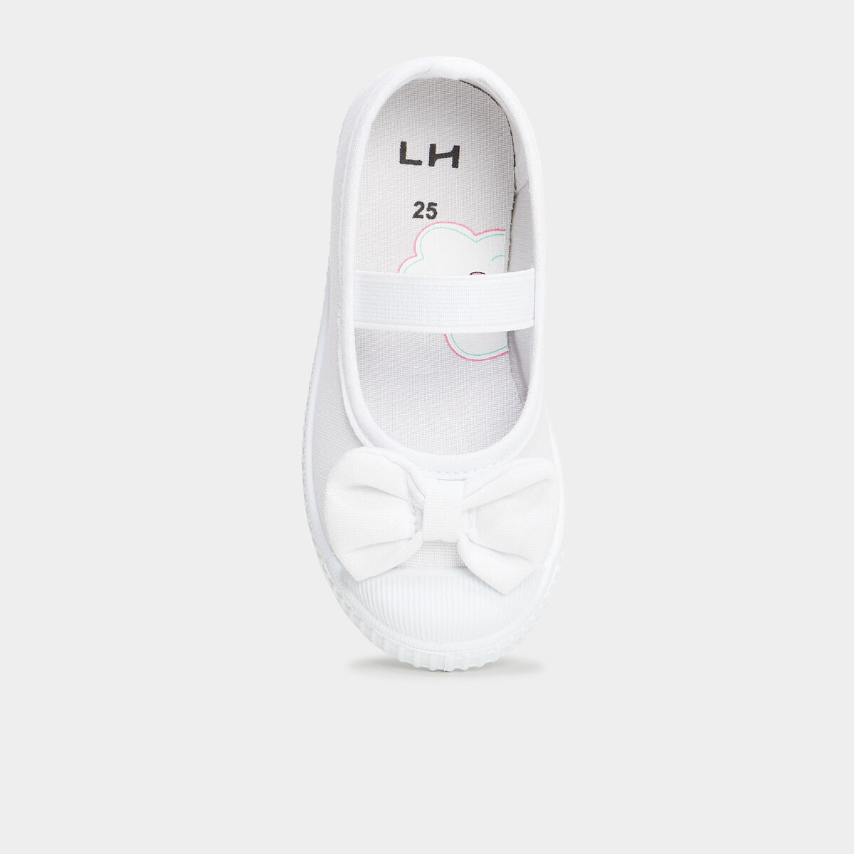 Ballerines toile &agrave; noeuds bout renforc&eacute; blanc fille