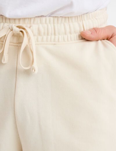 Short de jogging en molleton ecru homme