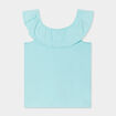 Débardeur à volants en coton bleu turquoise fille