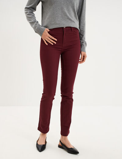 Pantalon slim stretch violet fonc&eacute; femme