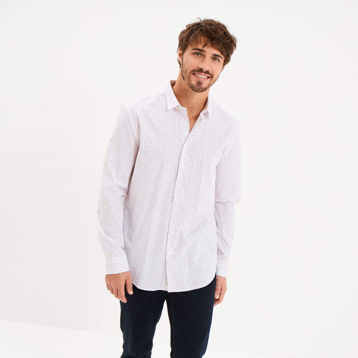 Chemise ajust&eacute;e manches longues blanc homme