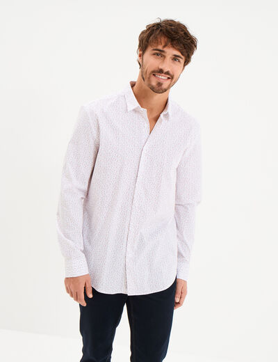 Chemise ajust&eacute;e manches longues blanc homme