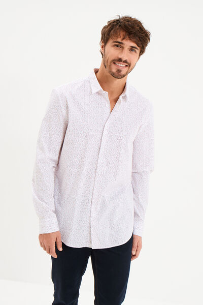 Chemise ajust&eacute;e manches longues blanc homme