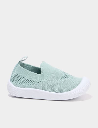 Baskets bout renforc&eacute; &agrave; semelle souple vert olive b&eacute;b&eacute; gar&ccedil;on