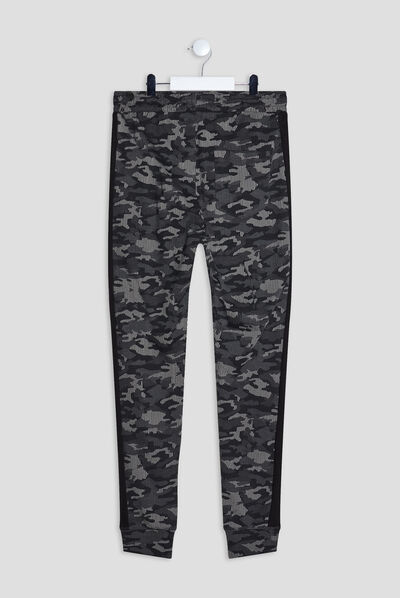 Pantalon jogging avec bandes côtés gris foncé homme