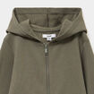 Sweat zipp&eacute; &agrave; capuche en molleton vert kaki gar&ccedil;on
