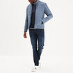 Blouson court zippé col montant bleu foncé homme