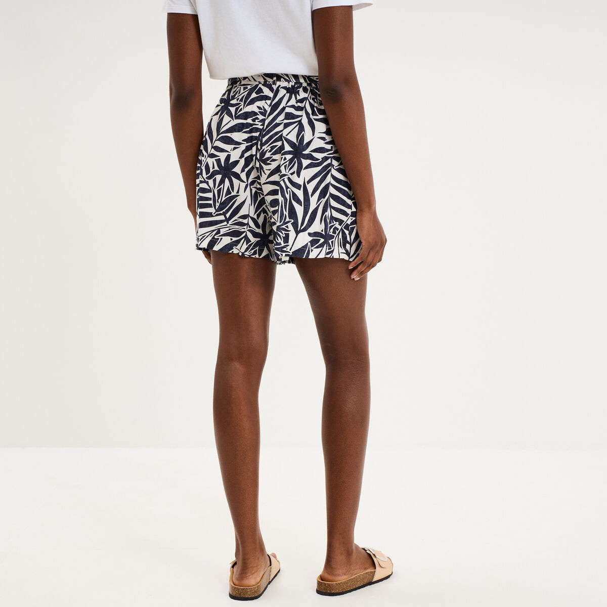 Short ample fluide ecru femme