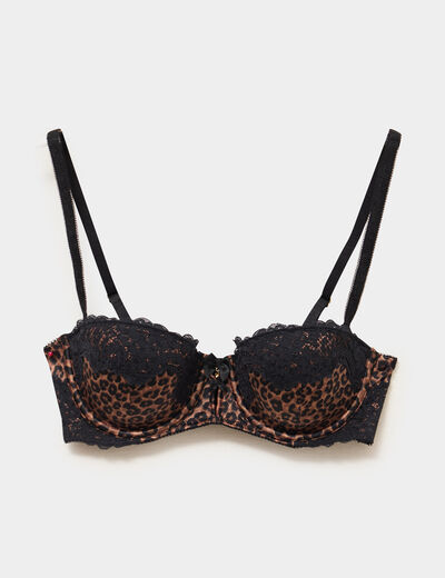 Soutien-gorge bandeau avec dentelle marron femme