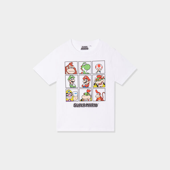 t shirt manches courtes super mario blanc garcon T-shirt manches courtes Super Mario blanc garçon