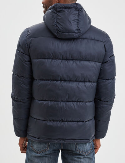 Doudoune doublée zippée à capuche bleu marine homme