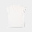 T-shirt bandes dentelle col en V blanc femme grande taille
