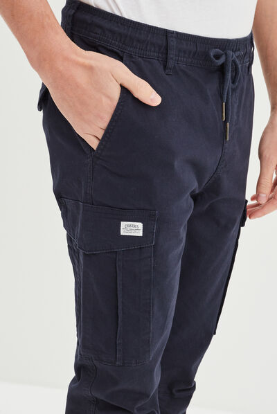 Pantalon cargo taille élastiquée Creeks bleu foncé homme