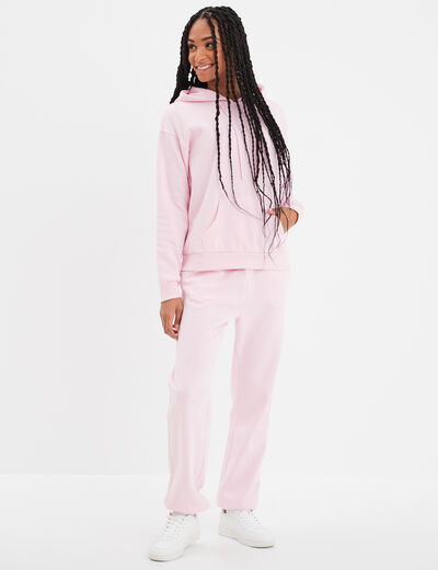 Sweat hoodie molleton à capuche rose femme