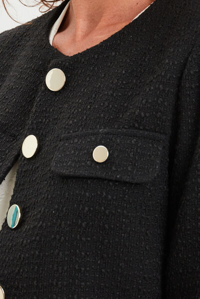 Veste en tweed boutonnée Mosquitos noir femme
