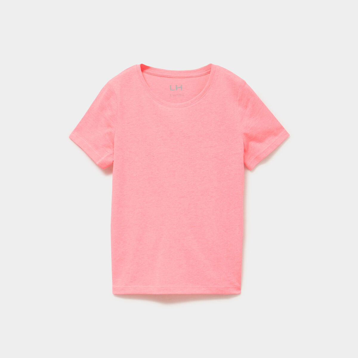 T-shirt col rond manches courtes rose fluo fille