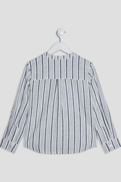 Chemise manches longues mélange de lin blanc garçon