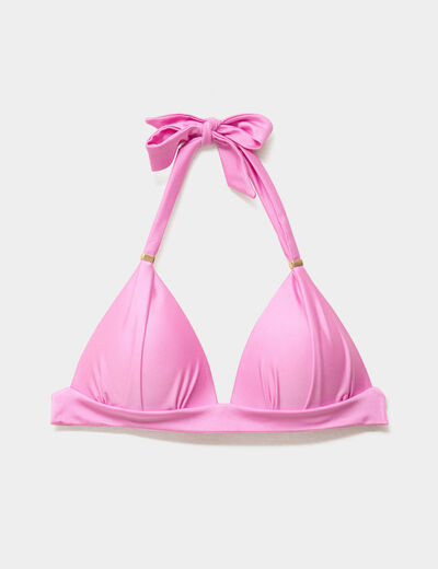 Haut de maillot de bain forme triangle rose clair femme